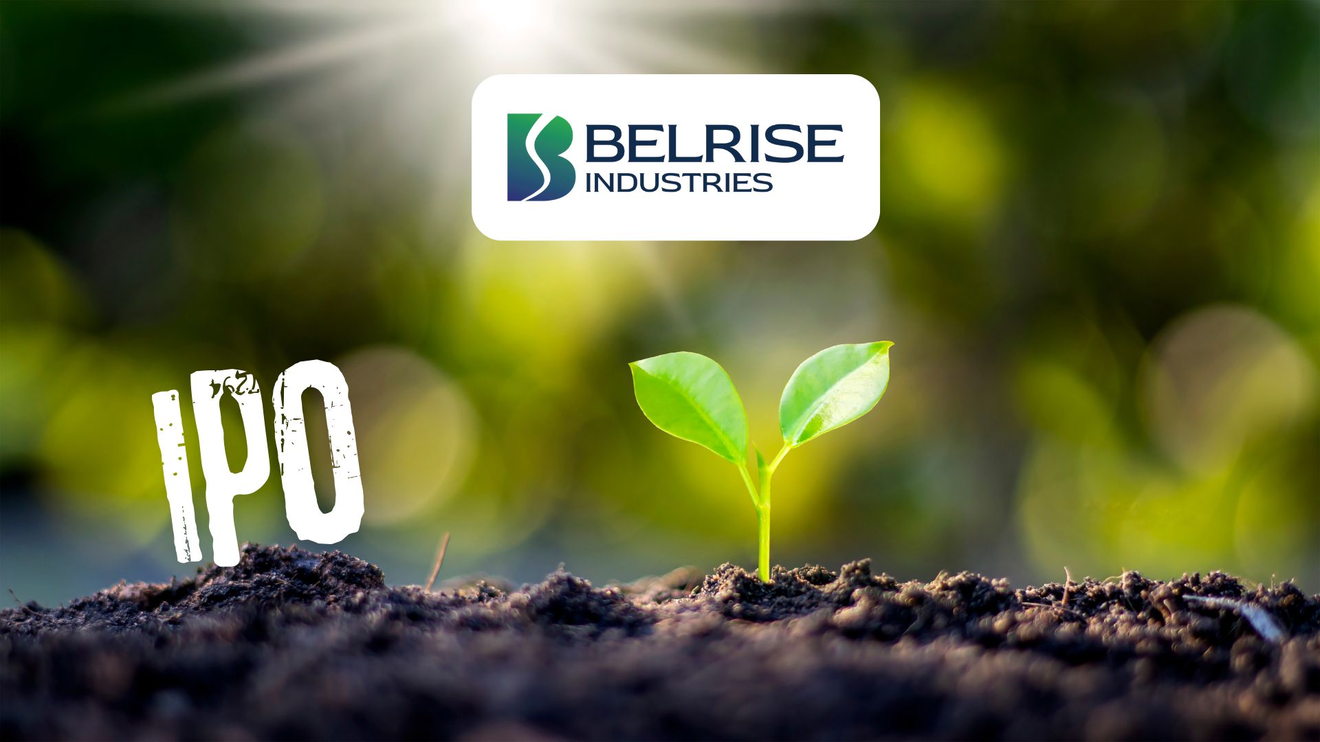 Belrise Industries announcement with stock market graphics and financial data displayed on a digital screen.